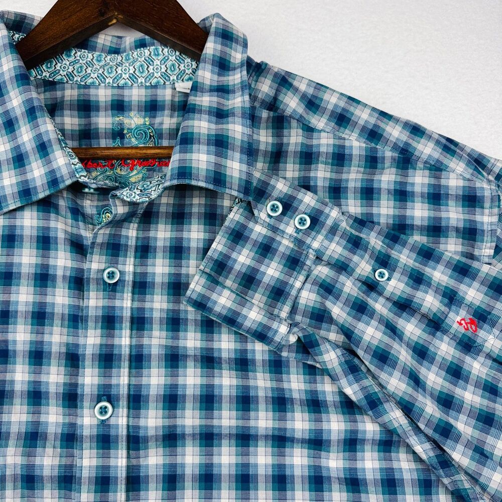Robert Graham 3XL Plaid Cotton Long Sleeve Shirt Contrast Cuffs